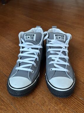 Converse Gray and White High-Top Canvas Sneakers